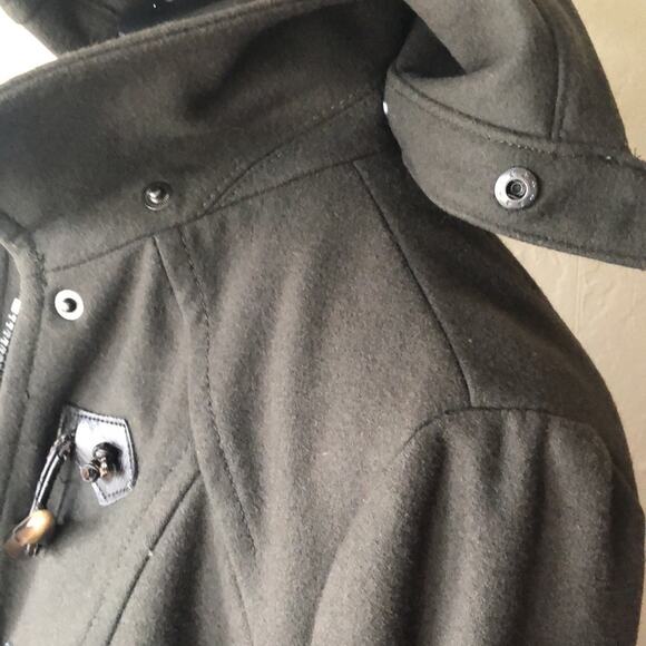 Esprit Olive Green Heavy Hooded Wool Blend Winter Coat - Picture 7 of 9